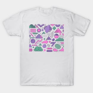 Purple Pink Pastel 80s Retro Geometric Pattern T-Shirt